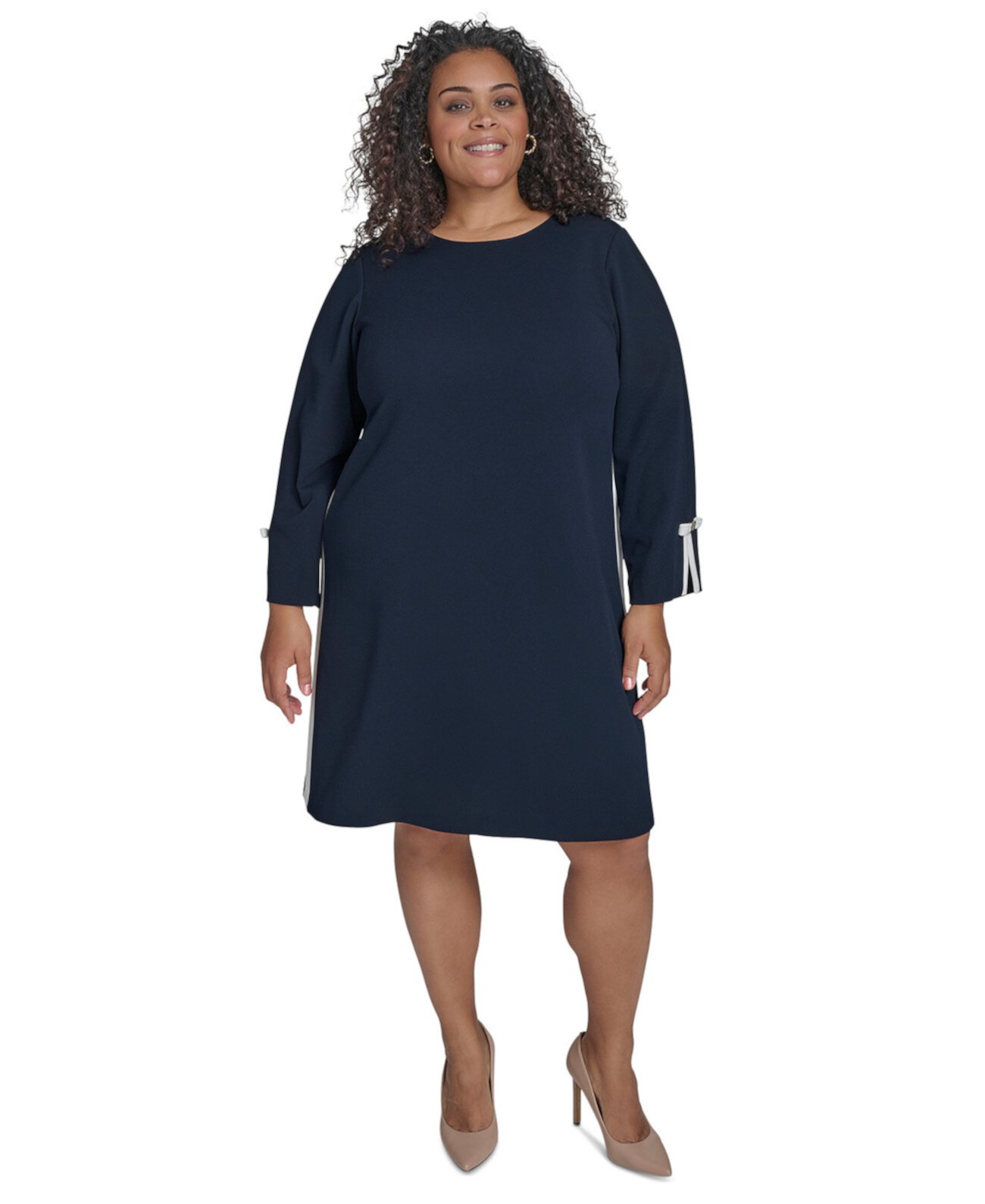 Plus Size Colorblock Bow-Cuff Shift Dress Tommy Hilfiger