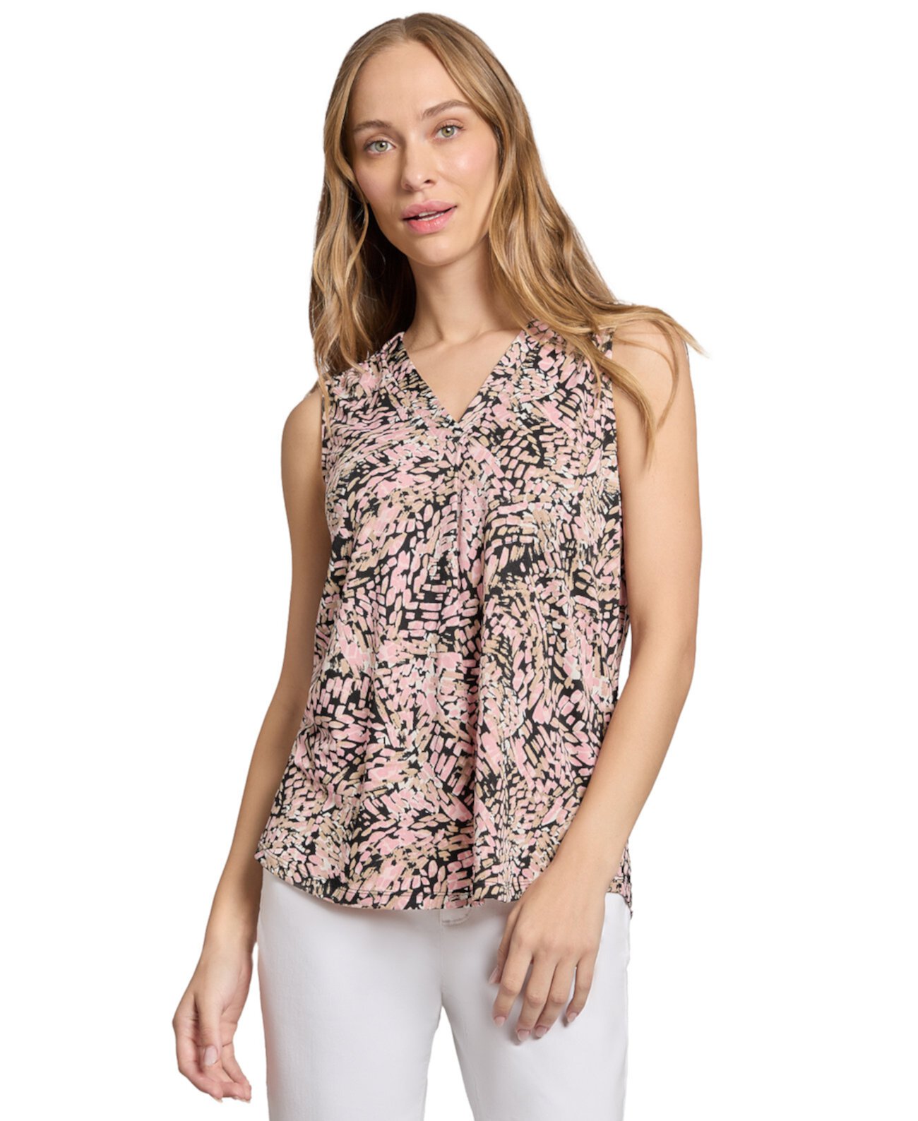 Women's Printed Moss Crepe Shell Top Jones New York