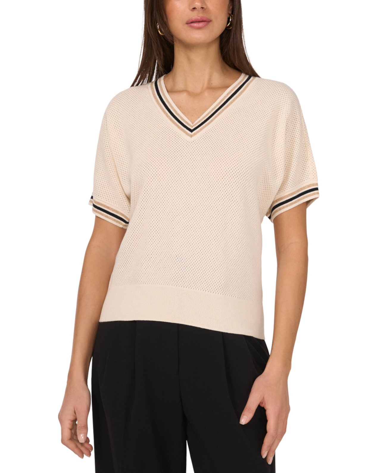 Women's V-Neck Short Sleeve Sweater Vince Camuto