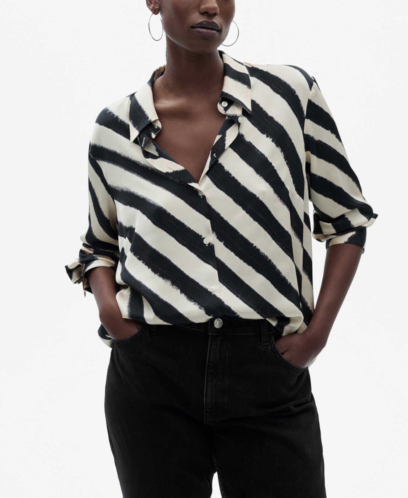 Women's Satin Print Shirt Mango