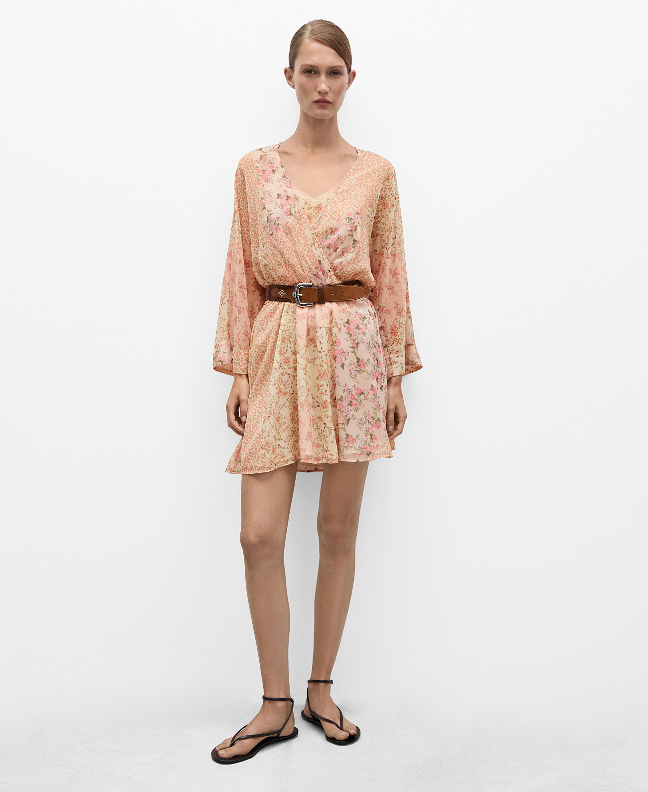 Women's Short Floral-Print Dress Mango