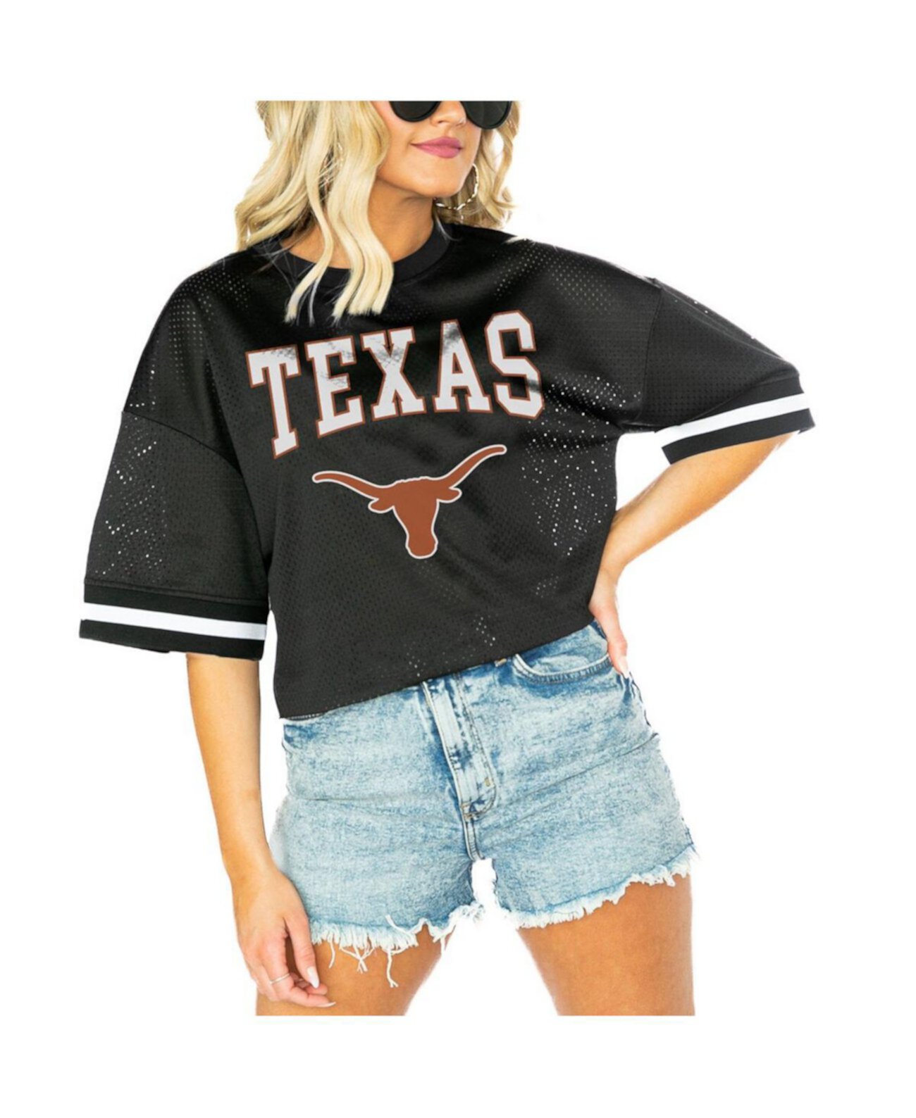 Women's Black Texas Longhorns Game Face Fashion Jersey Gameday Couture