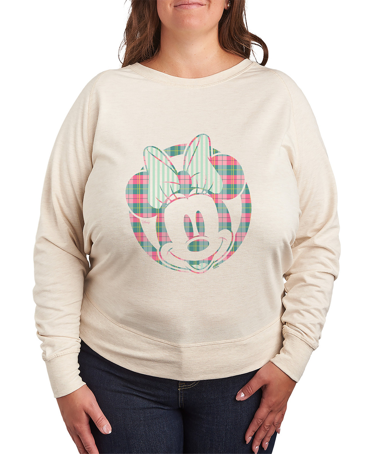 Plus Size Disney Minnie Mouse Plaid Graphic Pullover T-shirt Hybrid Apparel