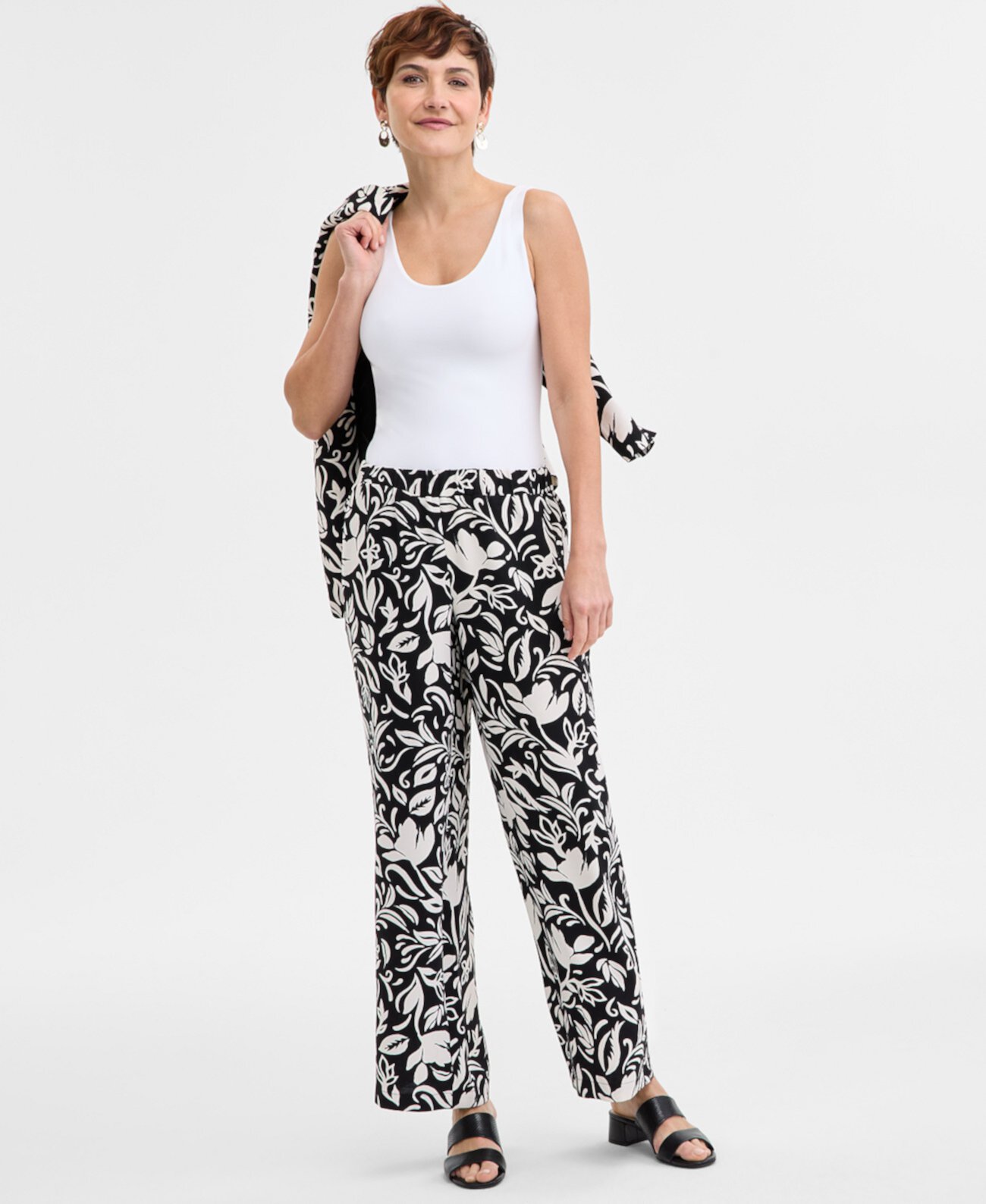 Women's Printed Pull-On Pants, Exclusively at Macy's J&M Collection