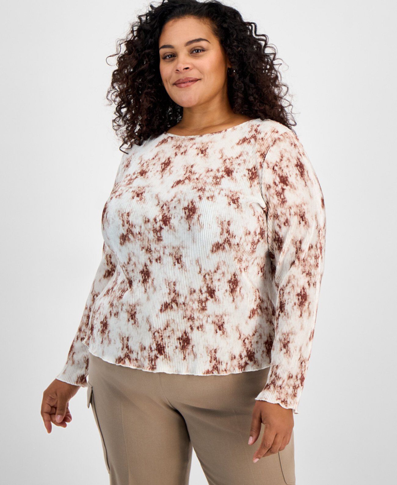 Plus Size Printed Pleated Top Tahari by ASL