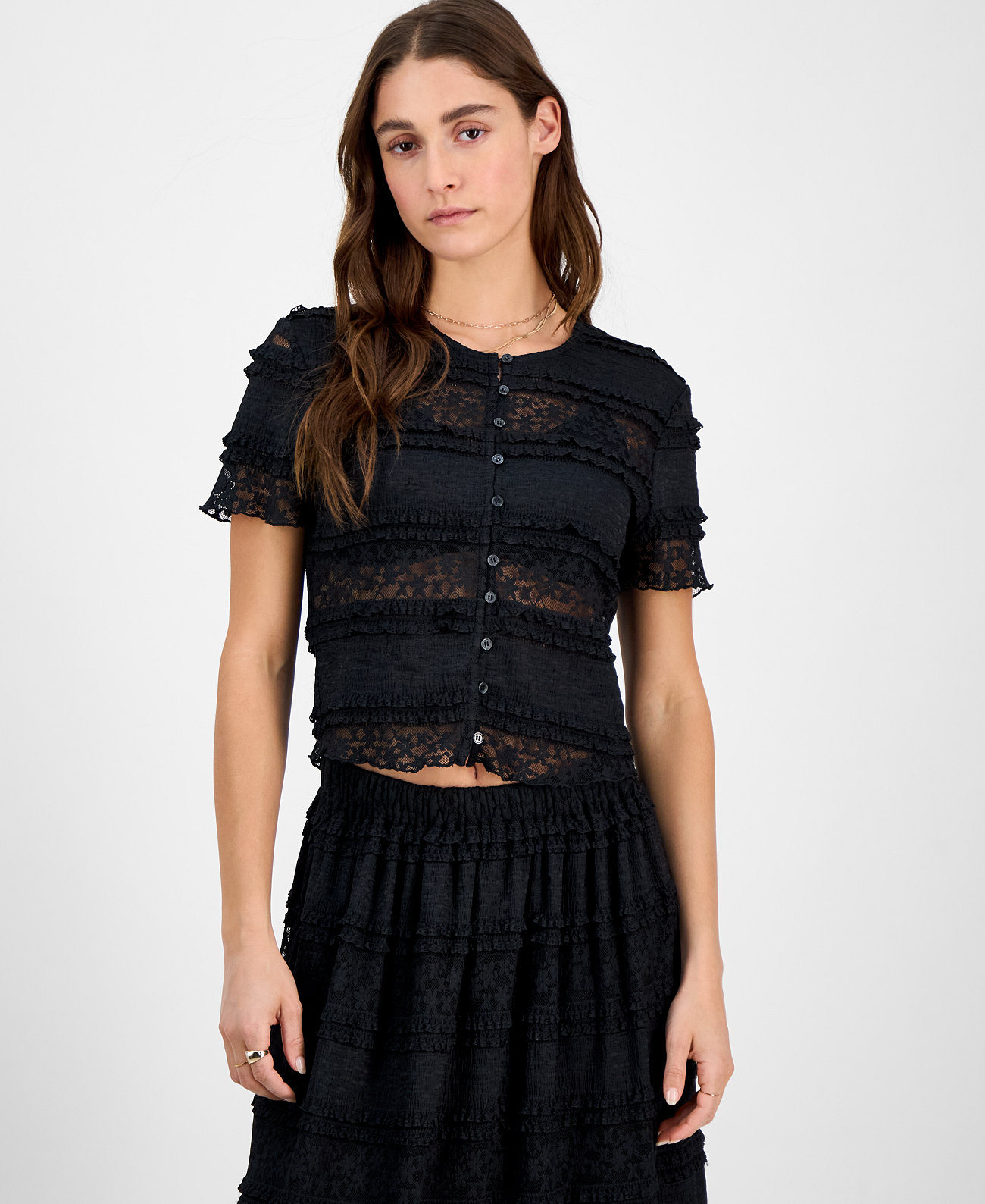 Women's Scoop-Neck Short-Sleeve Lace Top And Now This