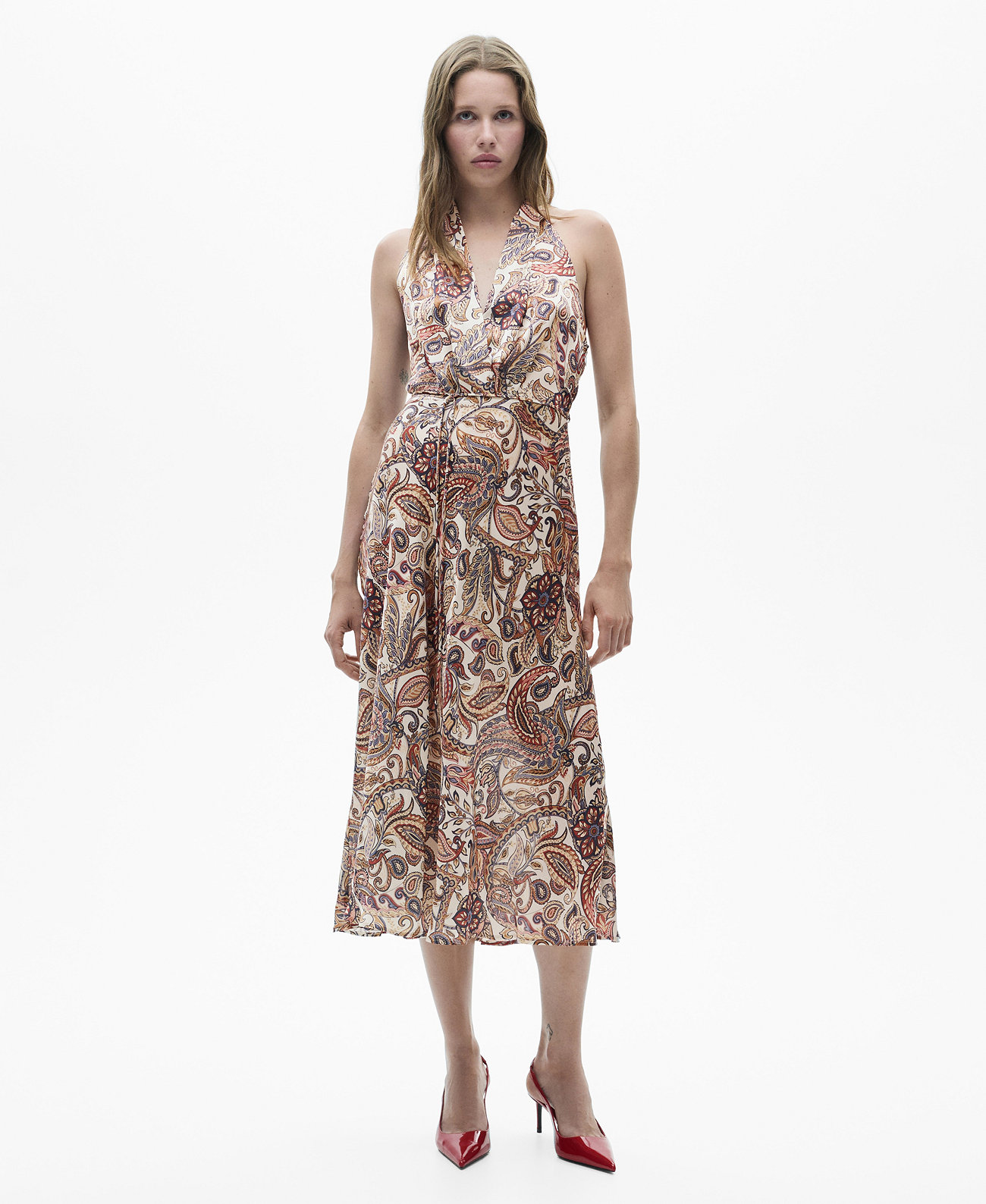 Women's Printed Bow Dress Mango