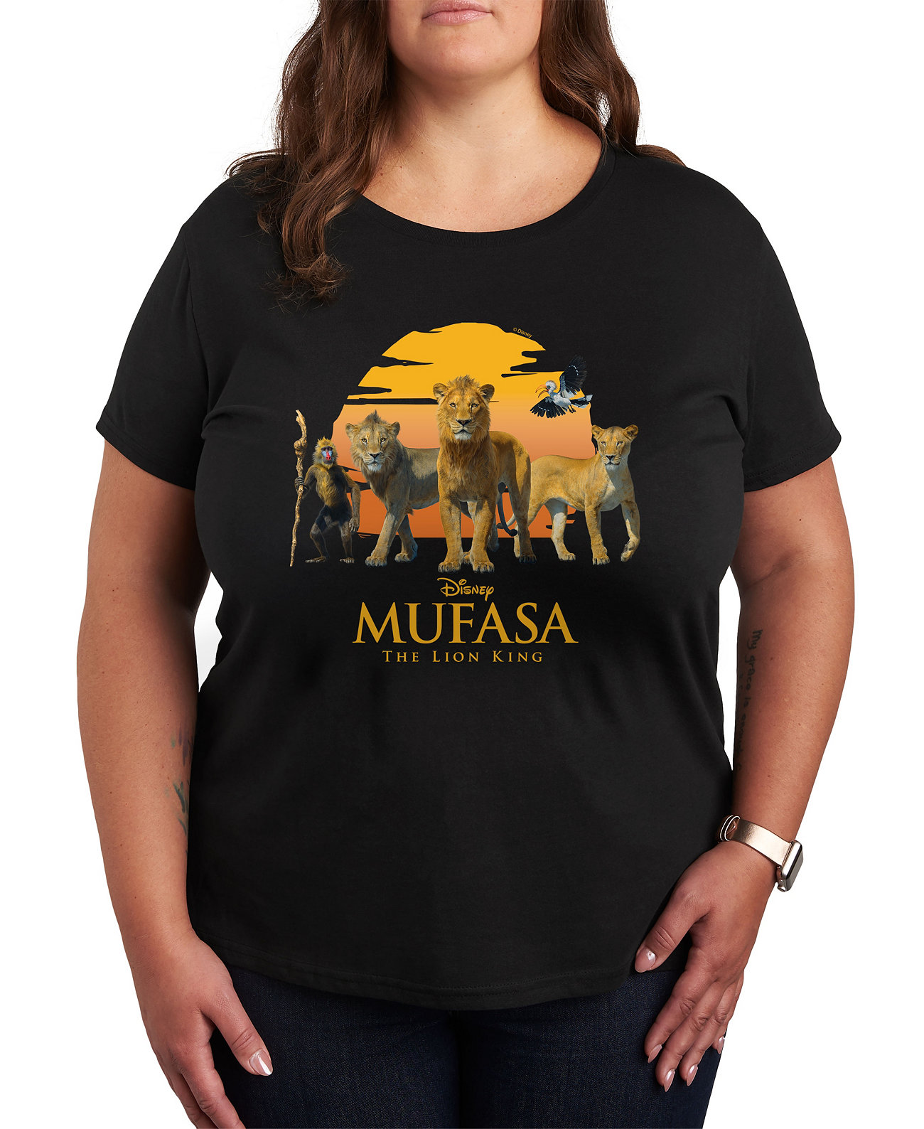 Plus Size Trendy Mufasa Graphic Crew Neck T-Shirt Hybrid Apparel