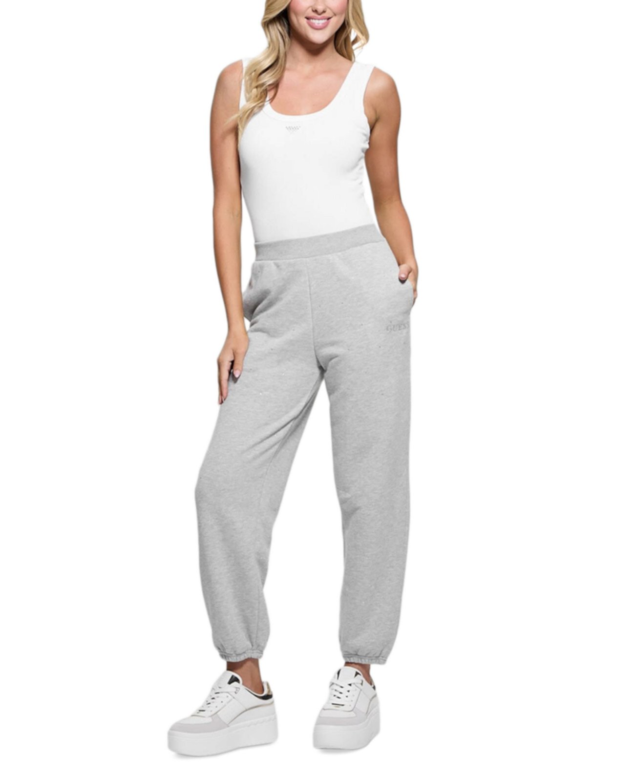 Women's Rhinestone Logo Jogger Pants Guess