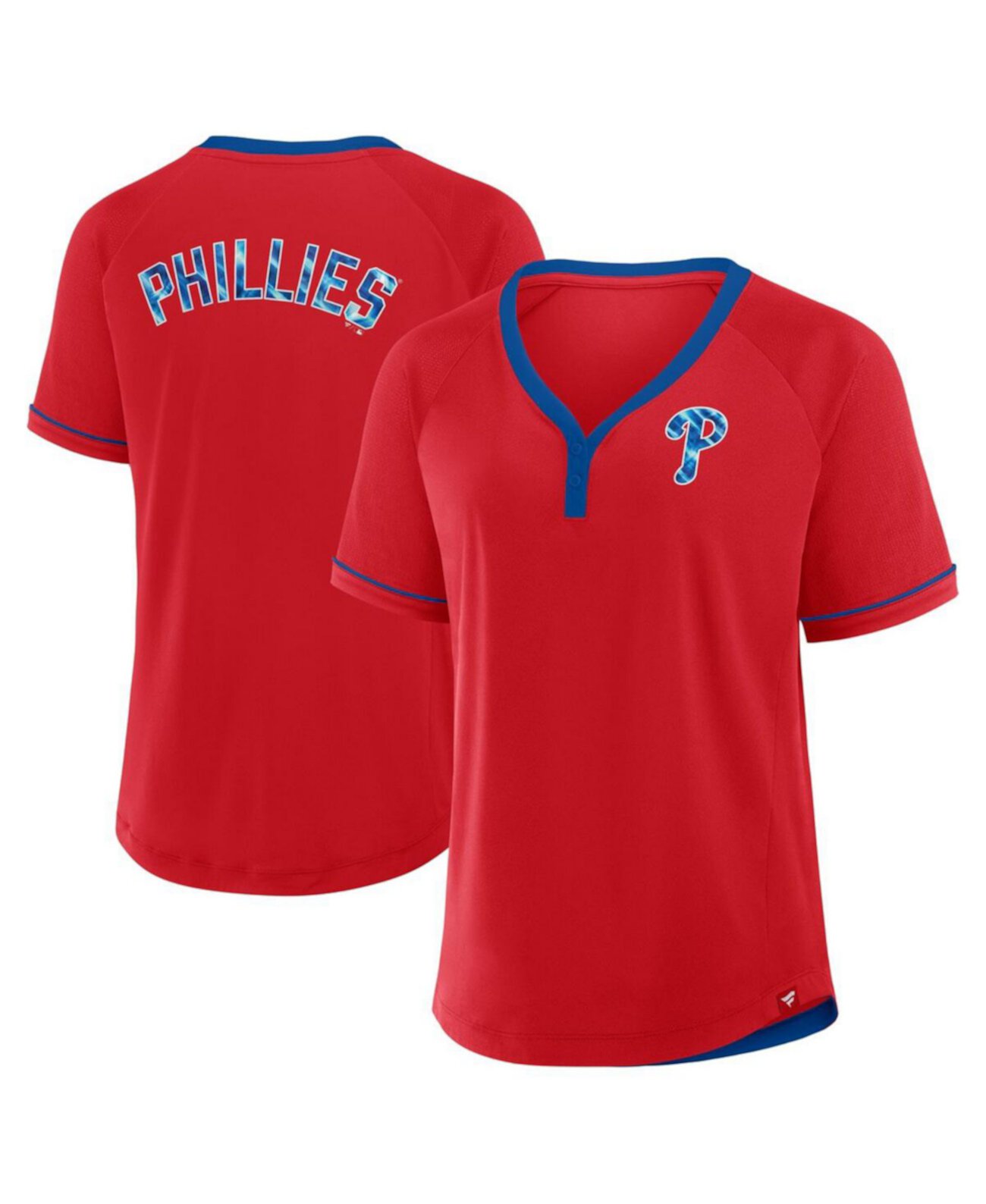 Women's Red Philadelphia Phillies League Diva Star Raglan V-Neck T-Shirt Fanatics