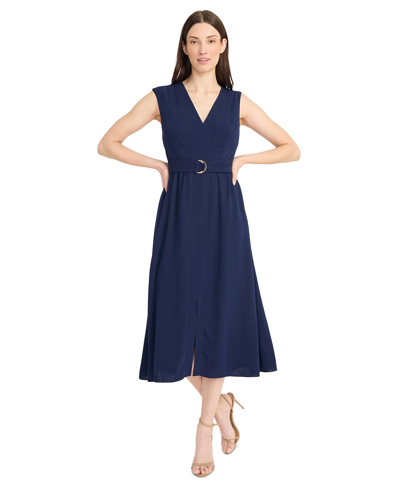 Women's V-Neck Fit &  Flare Dress Maggy London