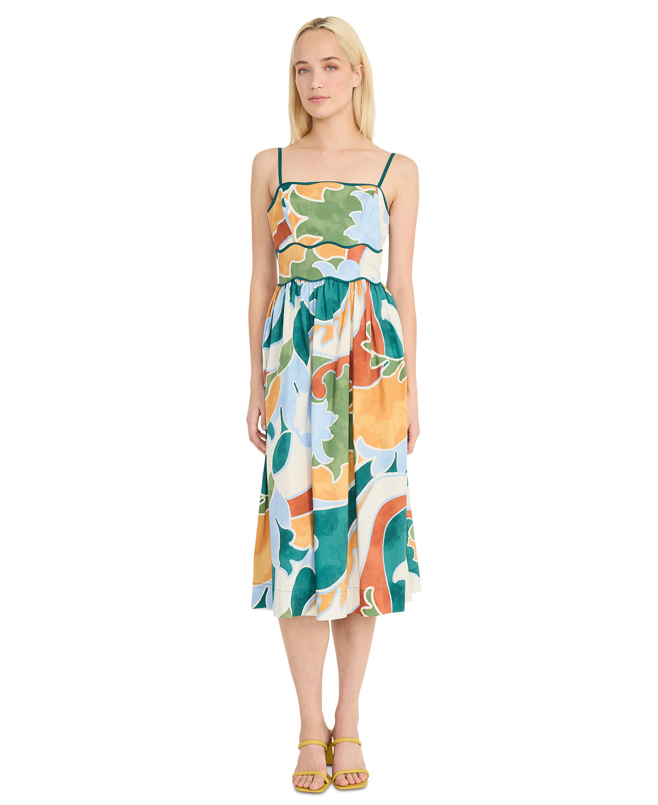 Women's Cotton Printed Midi Dress Donna Morgan