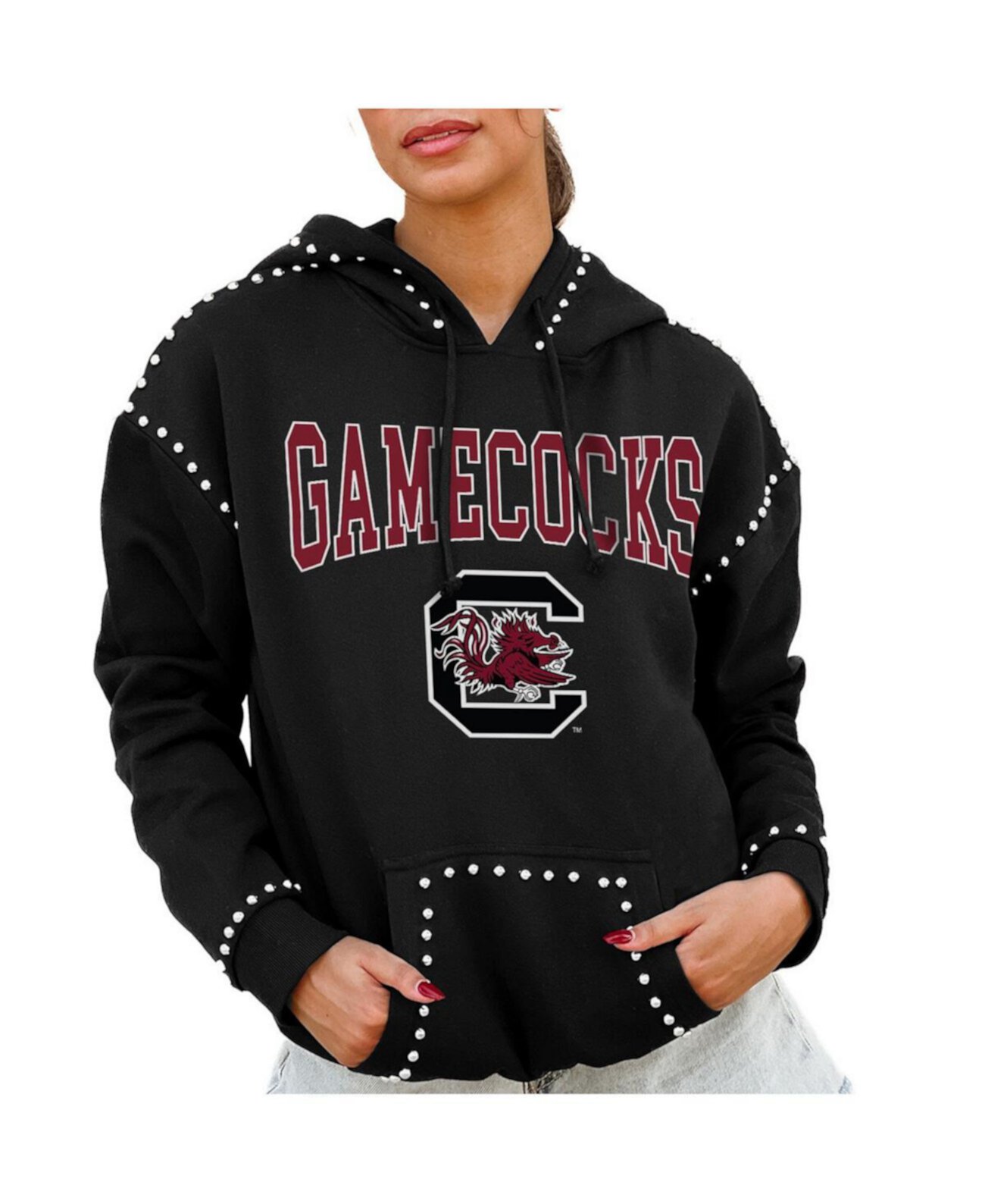 Женский черный лонгслив-худи Gameday Couture South Carolina Gamecocks с декоративными заклепками Gameday Couture