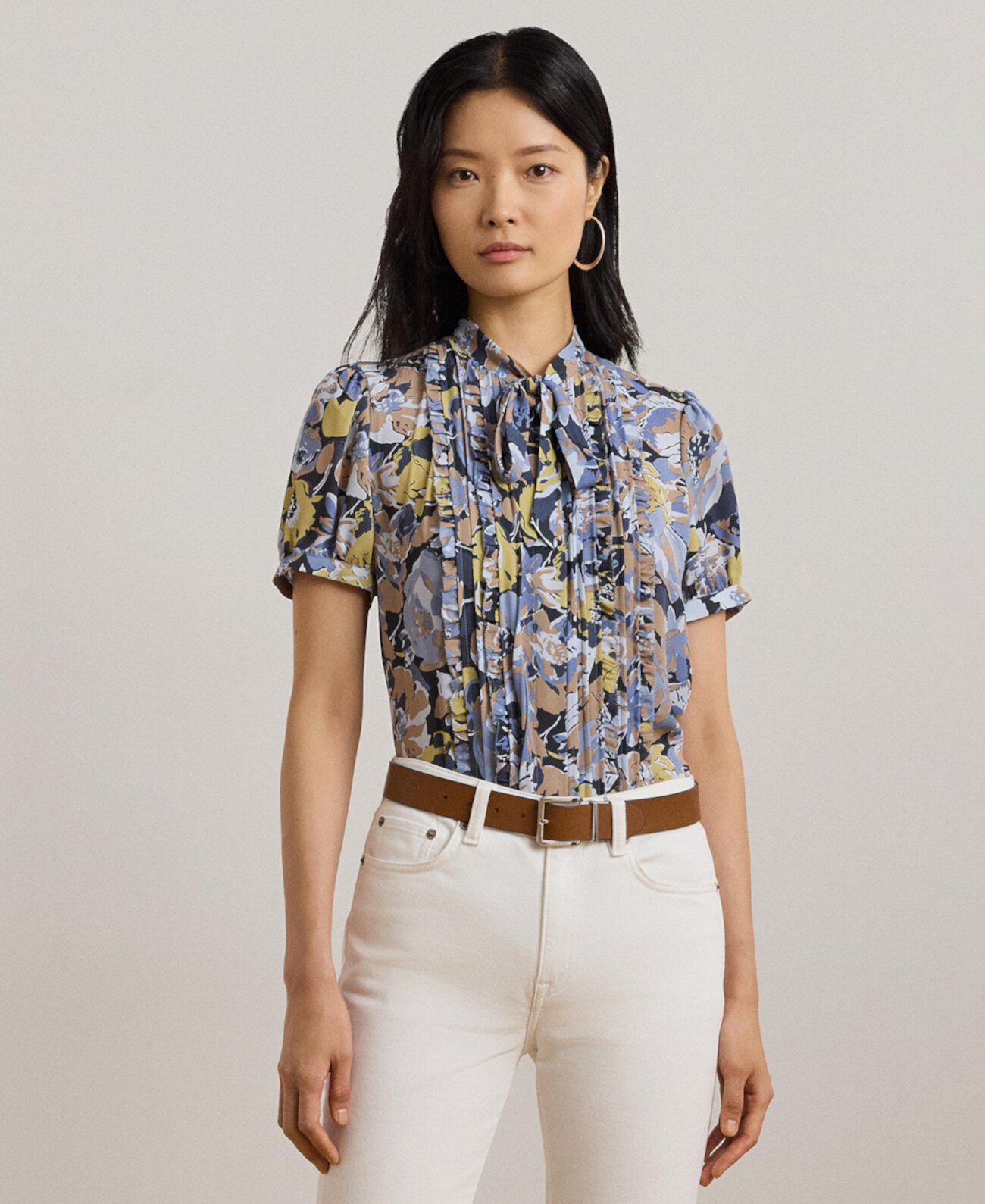 Women's Floral Georgette Puff-Sleeve Shirt LAUREN Ralph Lauren