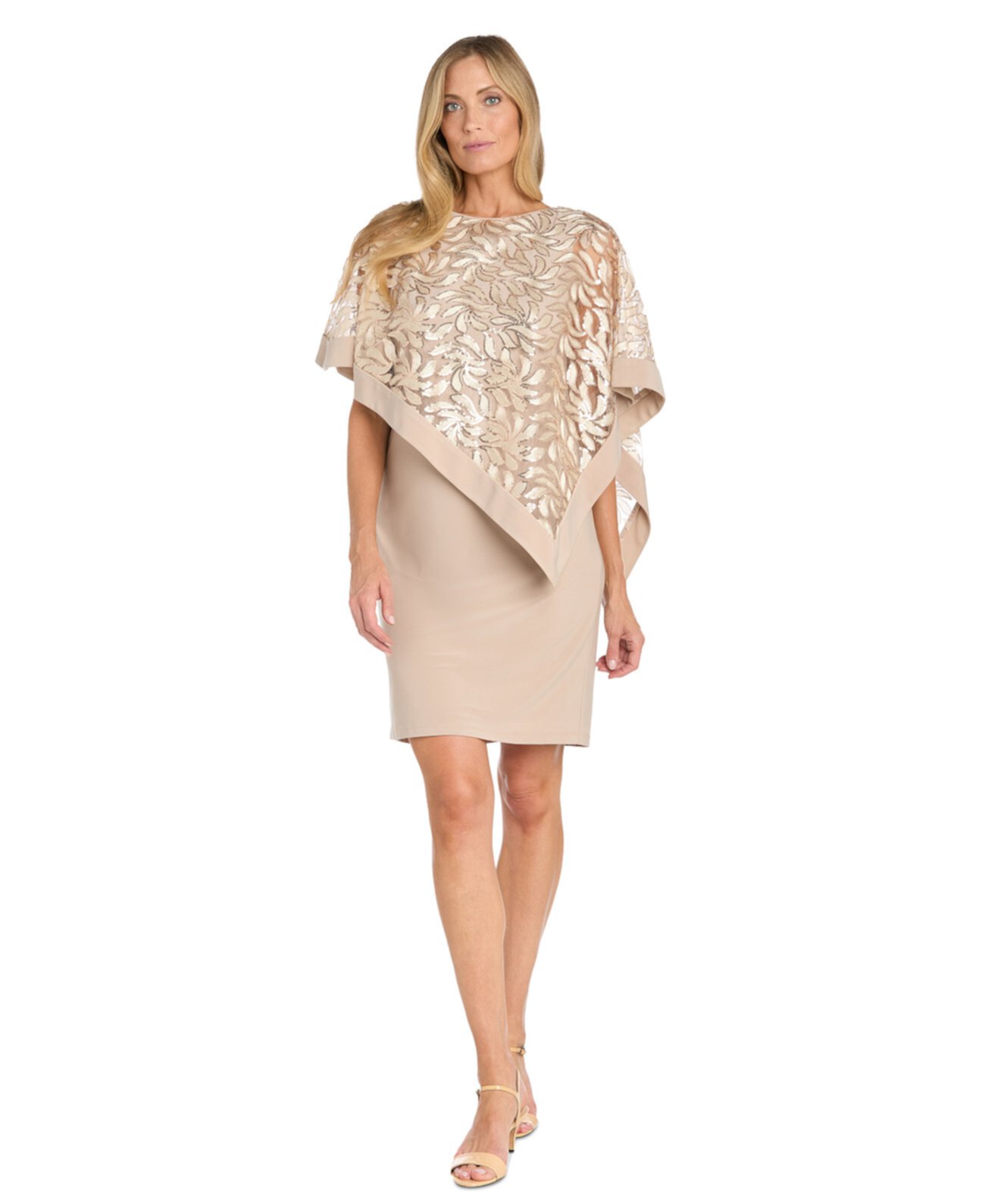 Women's Sequined-Cape Cocktail Dress R & M Richards