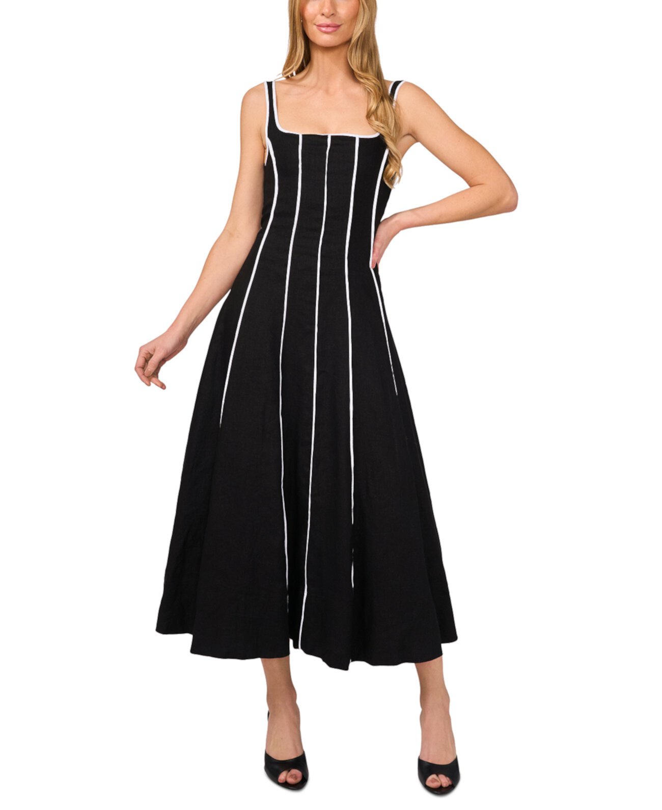 Women's Contrast-Trim Square-Neck Maxi Dress 1.State