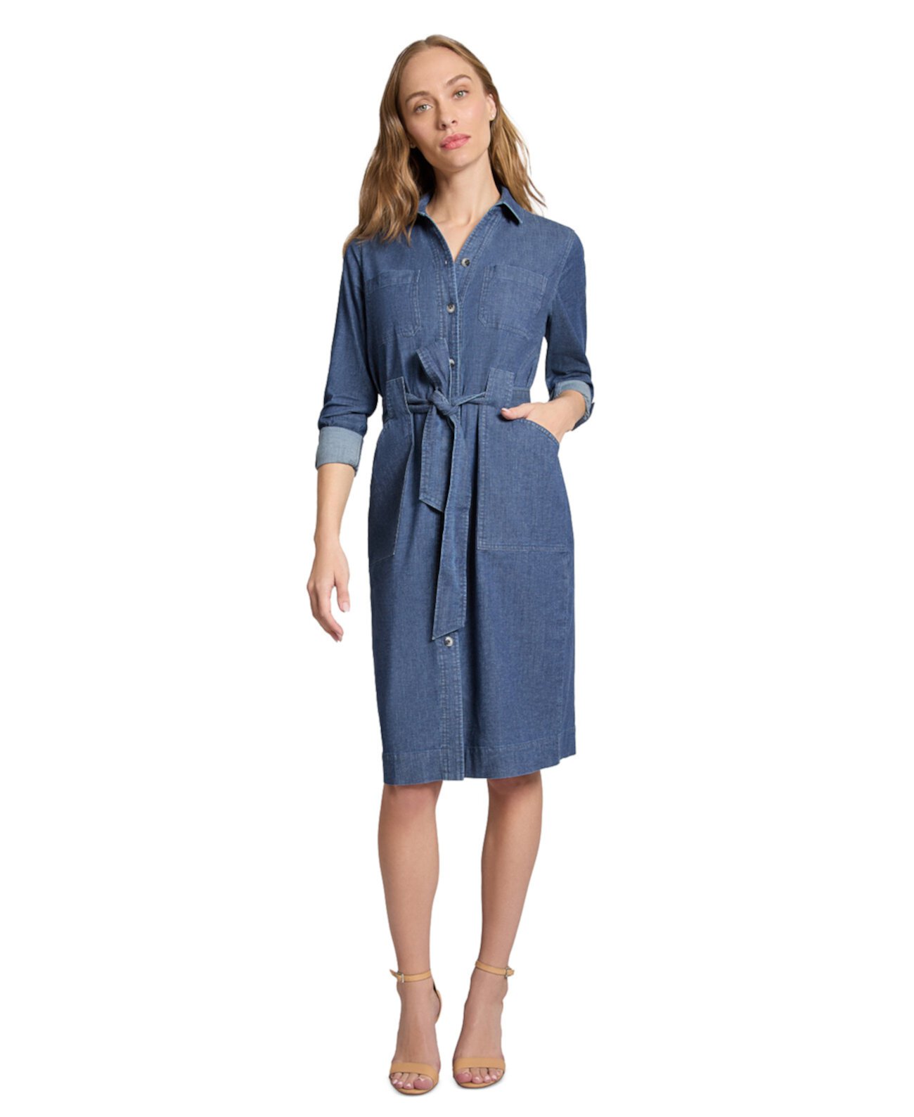 Petite Denim Tie-Belt Shirtdress Jones New York