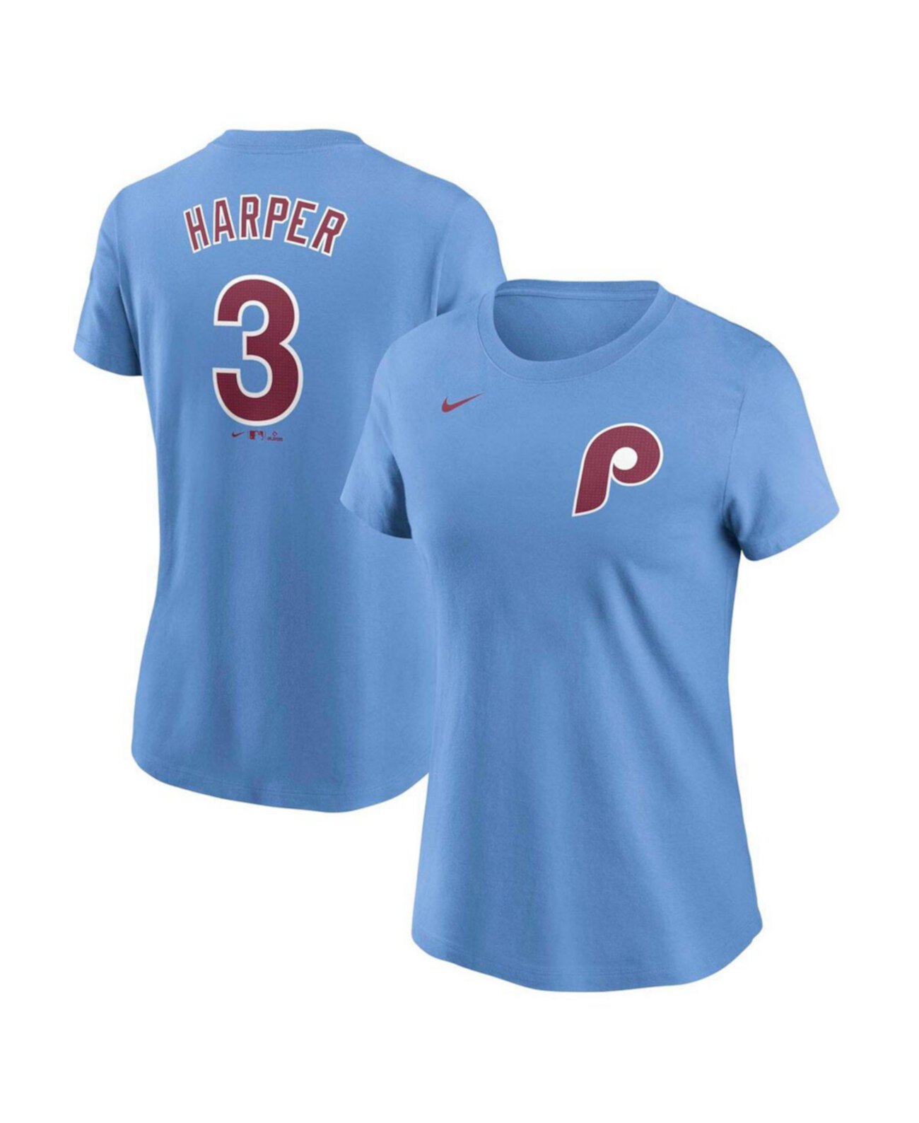 Women's Bryce Harper Light Blue Philadelphia Phillies Fuse Name Number T-Shirt Nike