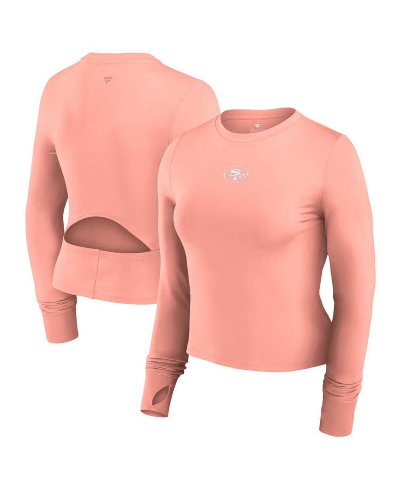 Women's Coral San Francisco 49ers Studio Fitted Long Sleeve Gym Top Fanatics