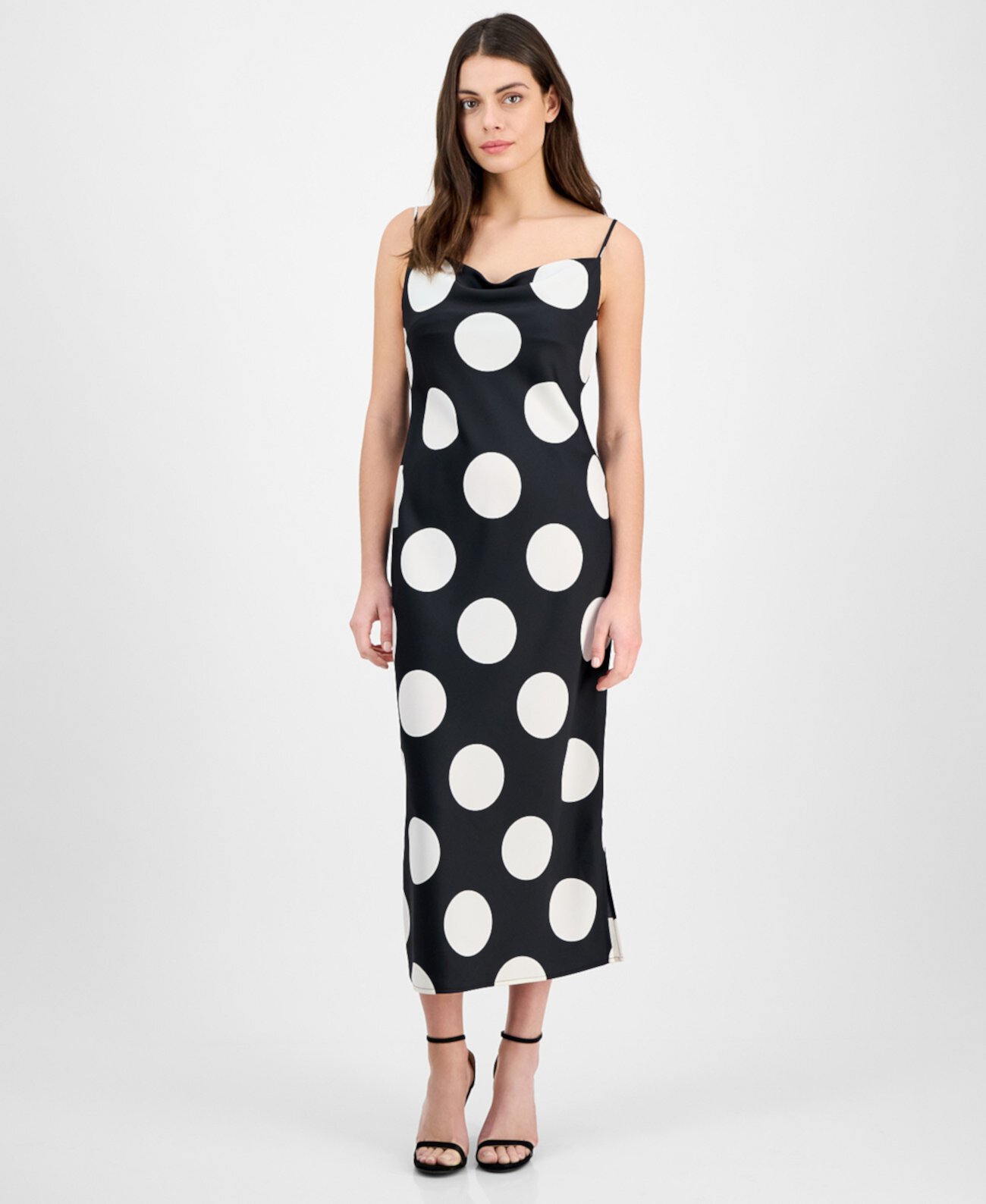 Women's Sleeveless Polka Dot Midi Dress Anne Klein