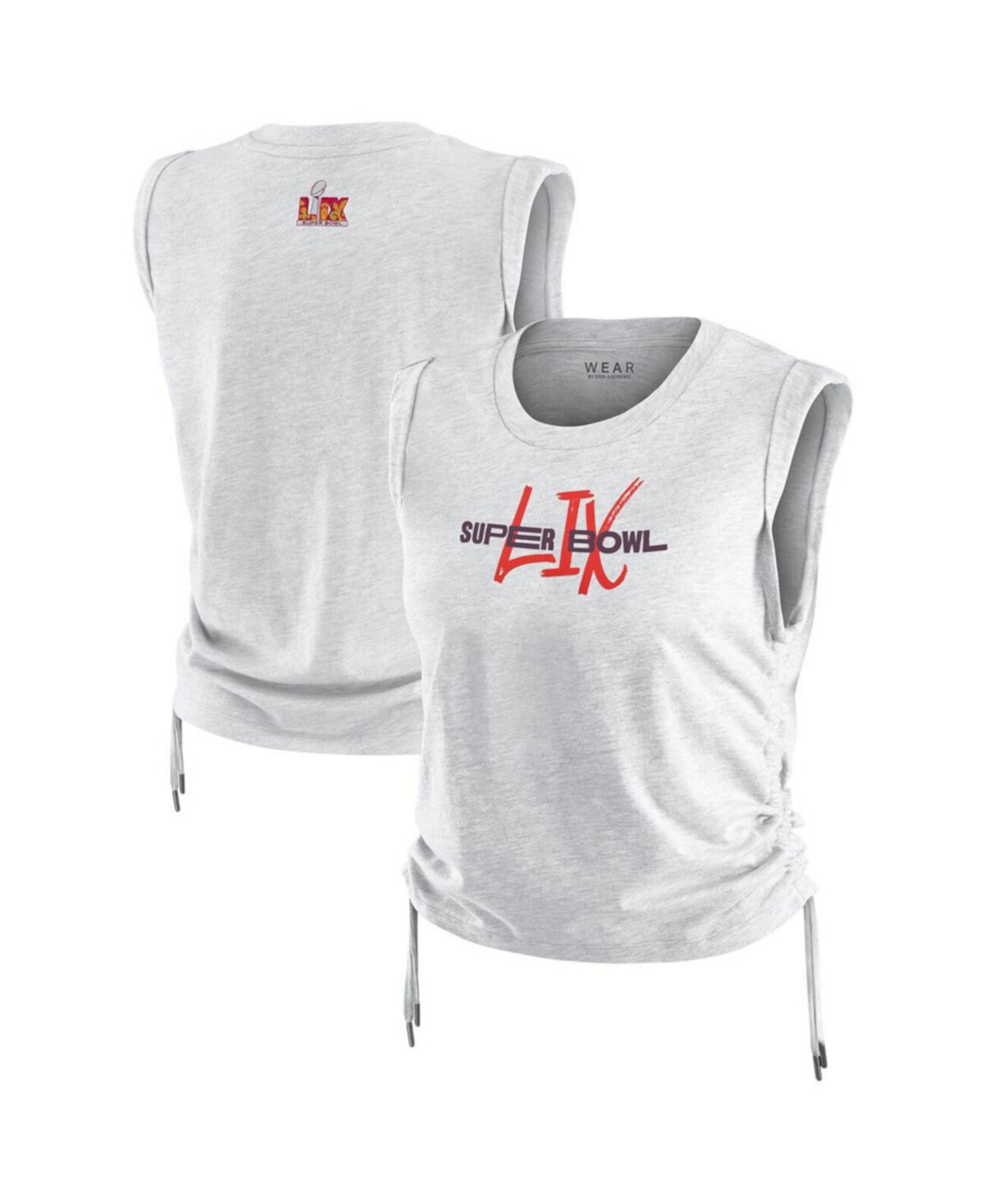 WEAR by Erin Andrew Women's Heather Gray Super Bowl LIX Cinched Tank Top WEAR by Erin Andrews