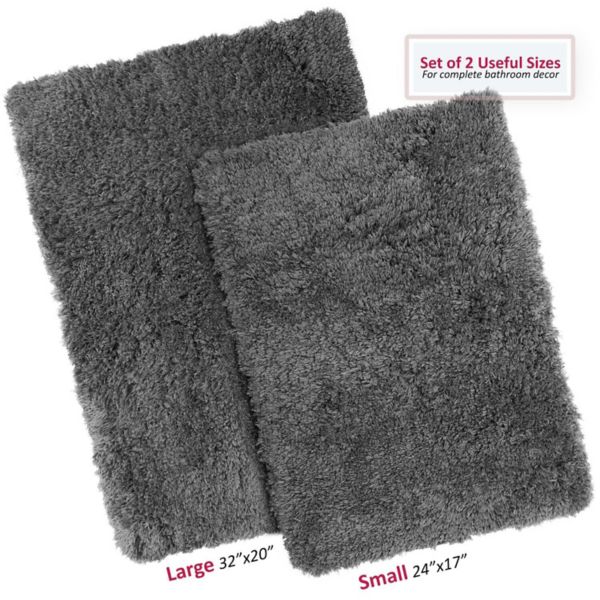 2-pieces Shaggy Area Rug Set With Non-slip Backing Stock Preferred