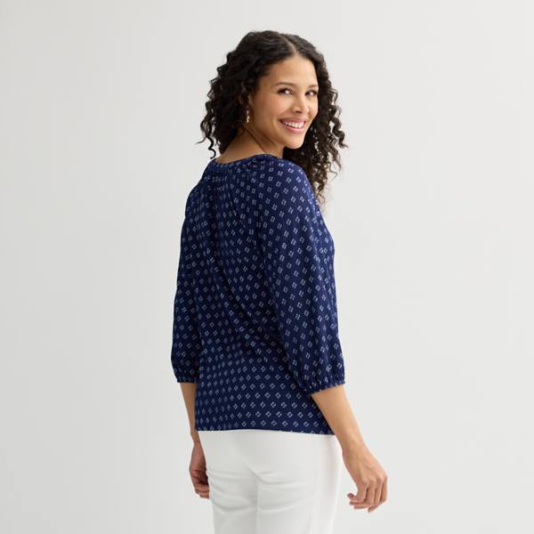 Women's Croft & Barrow® 3/4-Sleeve Peasant Top Croft & Barrow