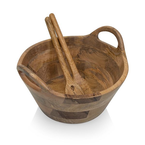 Toscana Ciotola Large Mango Wood Serving Bowl with Handles Toscana