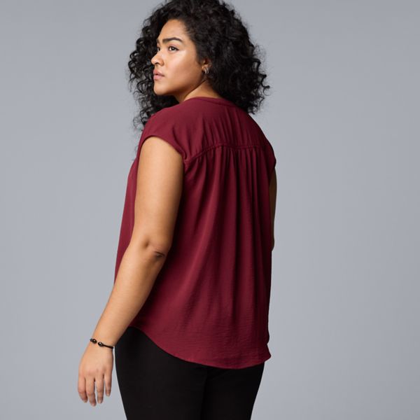 Plus Size Simply Vera Vera Wang Short Dolman Sleeve Popover Blouse Simply Vera Vera Wang