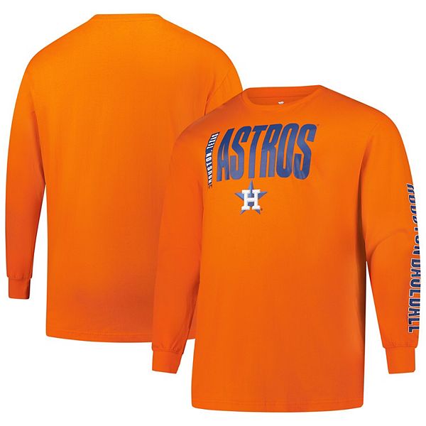 Men's Profile Orange Houston Astros Big & Tall Two-Hit Long Sleeve T-Shirt Profile