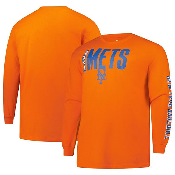 Men's Profile Orange New York Mets Big & Tall Two-Hit Long Sleeve T-Shirt Profile