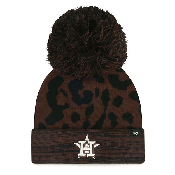 Women's '47 Brown Houston Astros Rosette Cuffed Knit Hat with Pom 47 Brand