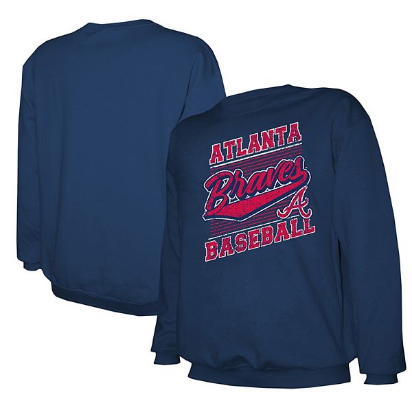 Men's Stitches Navy Atlanta Braves Pullover Sweatshirt Stitches