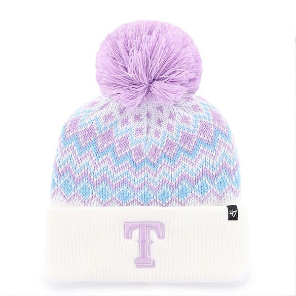 Girls Youth '47 White Texas Rangers Elsa Cuffed Knit Hat with Pom 47 Brand