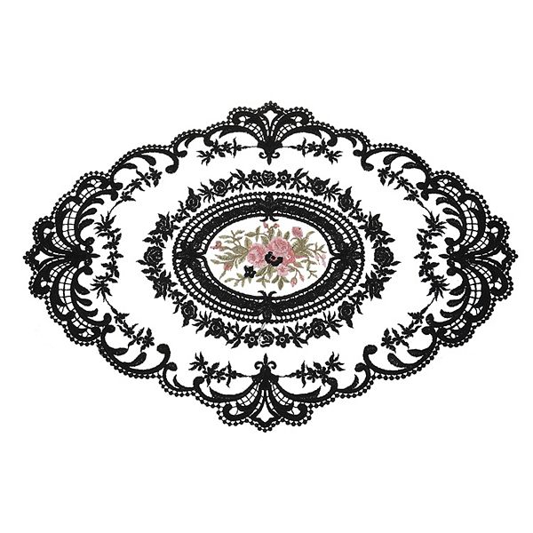 Retro Lace Placemat 12x16 Inch Oval Embroidered Table Place Mats Crochet Doilies Coasters Cup Mat Unique Bargains