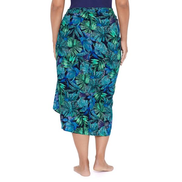 Women's Trimshaper Pareo Solid Midi Wrap Skirt Swim Cover Up Trimshaper