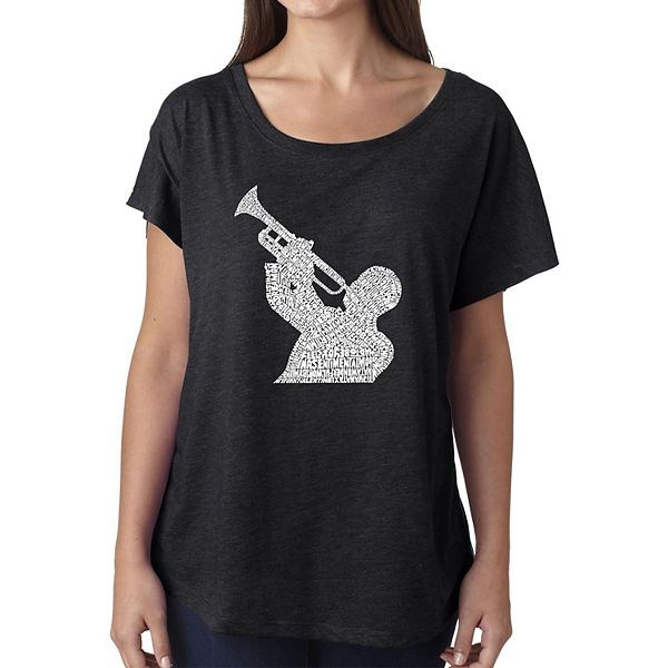 All Time Jazz Songs - Womens Dolman Word Art Shirt LA Pop Art