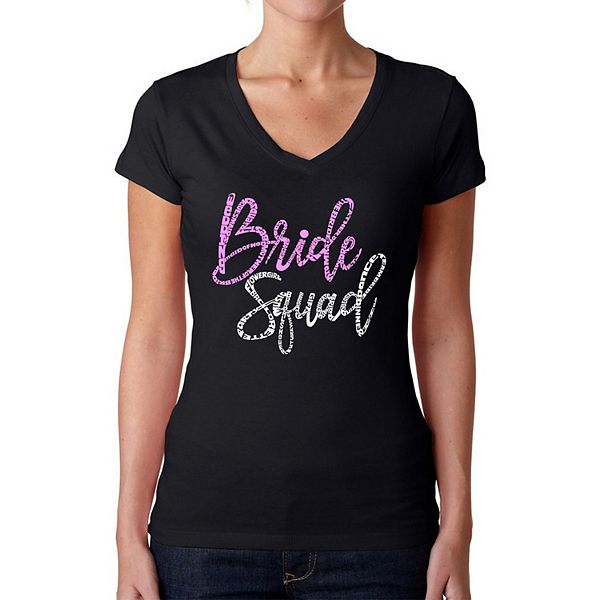 Bride Squad - Women's Word Art V-Neck T-Shirt LA Pop Art