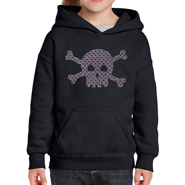 XOXO Skull - Girl's Word Art Hooded Sweatshirt LA Pop Art