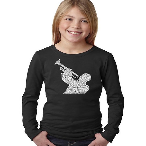 ALL TIME JAZZ SONGS - Girl's Word Art Long Sleeve LA Pop Art