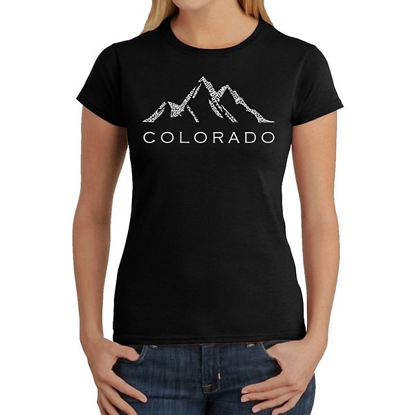 Colorado Ski Towns - Women's Word Art T-Shirt LA Pop Art