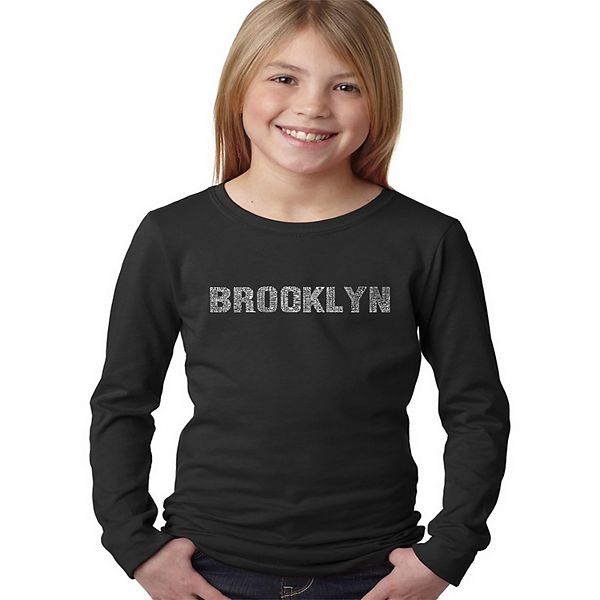 BROOKLYN NEIGHBORHOODS - Girl's Word Art Long Sleeve LA Pop Art