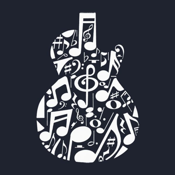 Music Notes Guitar - Small Word Art Tote Bag LA Pop Art