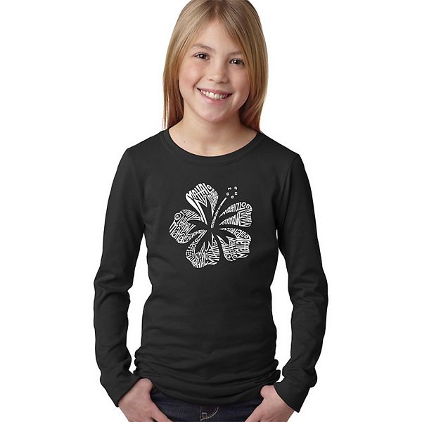 Mahalo - Girl's Word Art Long Sleeve LA Pop Art