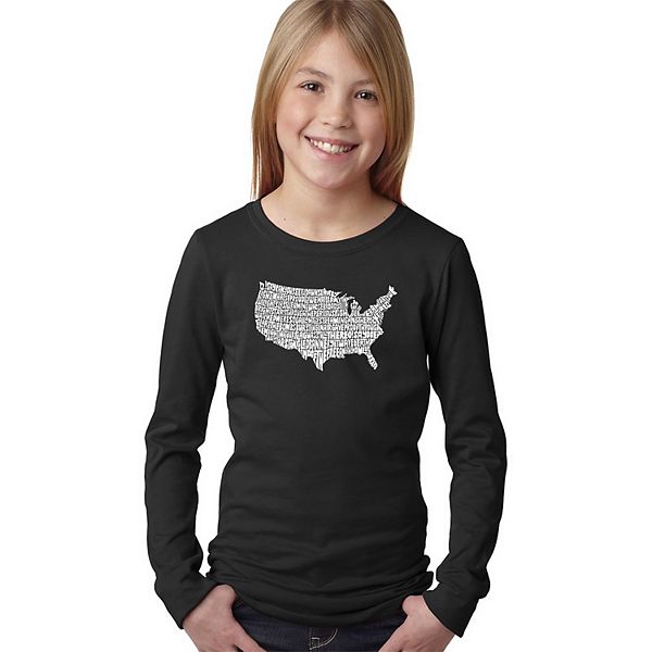 THE STAR SPANGLED BANNER - Girl's Word Art Long Sleeve LA Pop Art