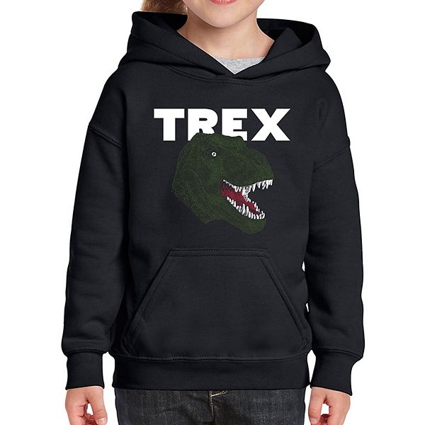 T-Rex Head - Girl's Word Art Hooded Sweatshirt LA Pop Art