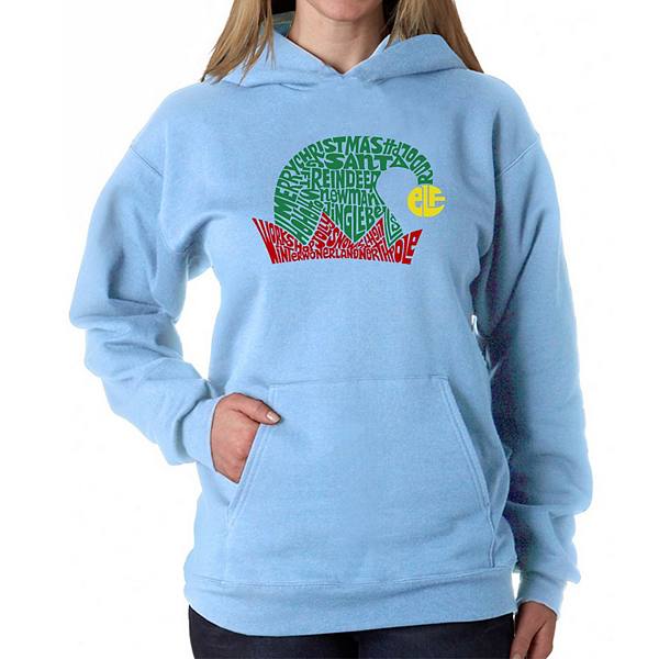 Christmas Elf Hat - Women's Word Art Hooded Sweatshirt LA Pop Art