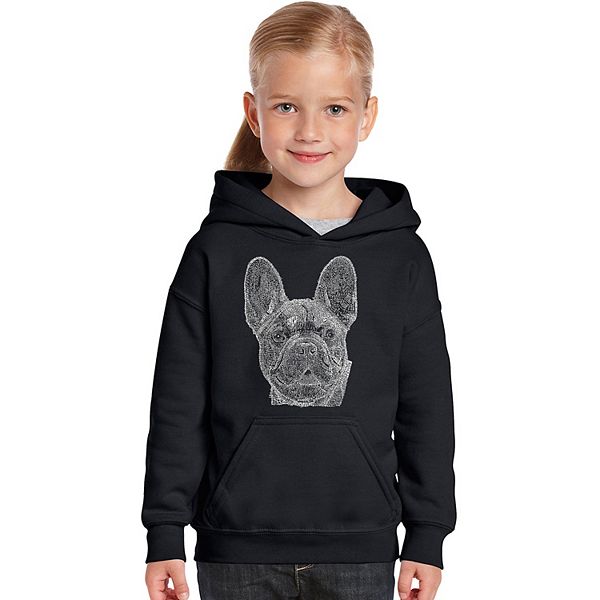 French Bulldog - Girl's Word Art Hooded Sweatshirt LA Pop Art