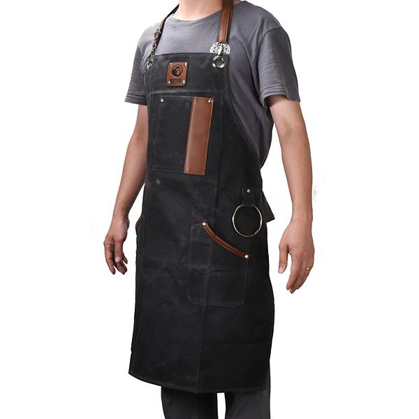 Mountain Grillers Heavy-duty Bbq Apron With Genuine Leather Accents Mountain Grillers