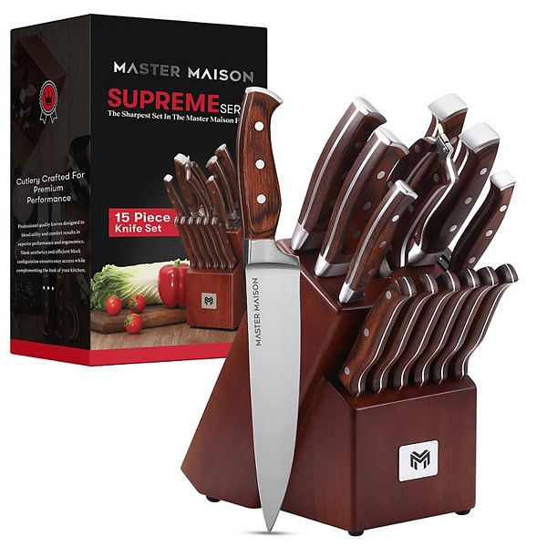 Master Maison Premium Kitchen Knife Block Set Of 15 Master Maison